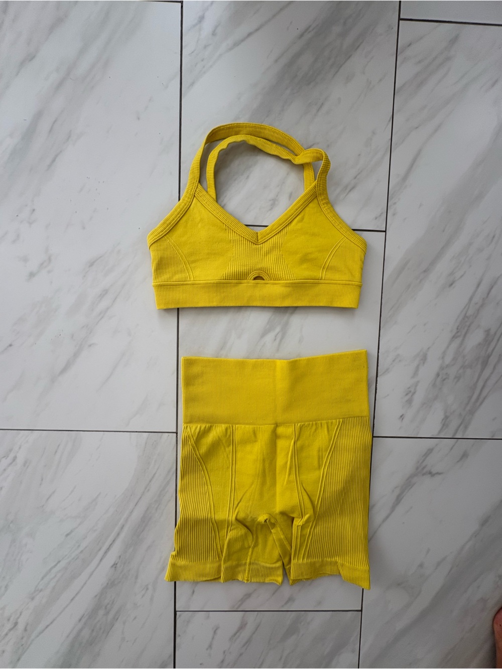 Alala Yellow Ribbed Two-Piece Active Set